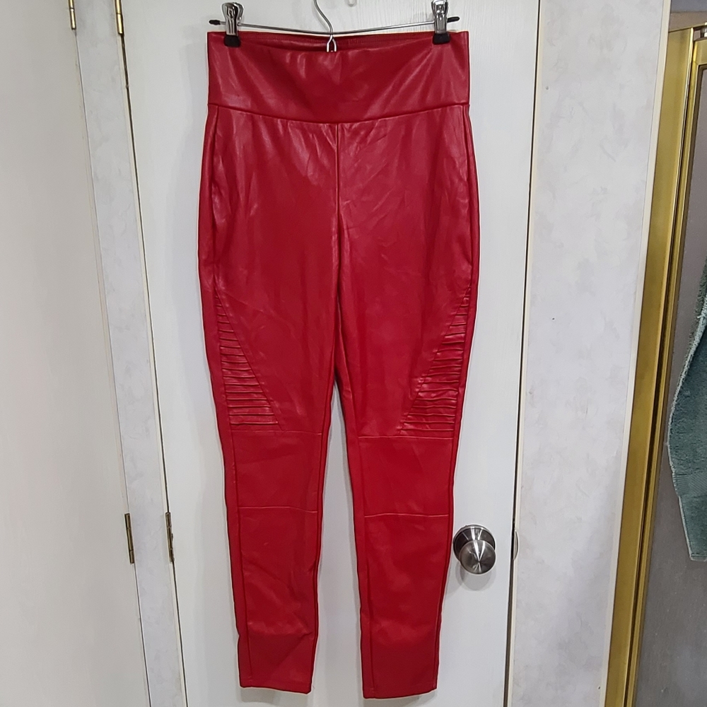 BBJ Los Angeles Red Faux Leather Pants